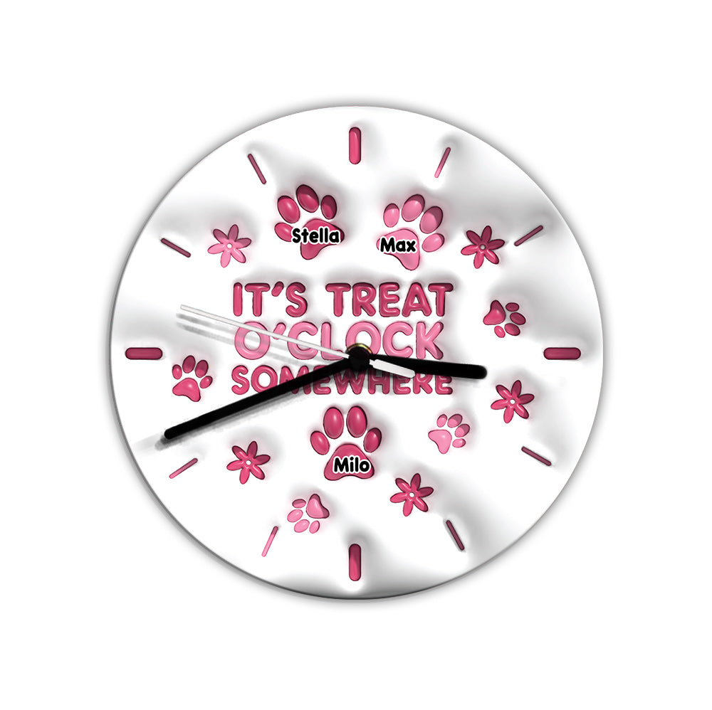 Horloge murale personnalisée pour chien « C'est l'heure des friandises quelque part »