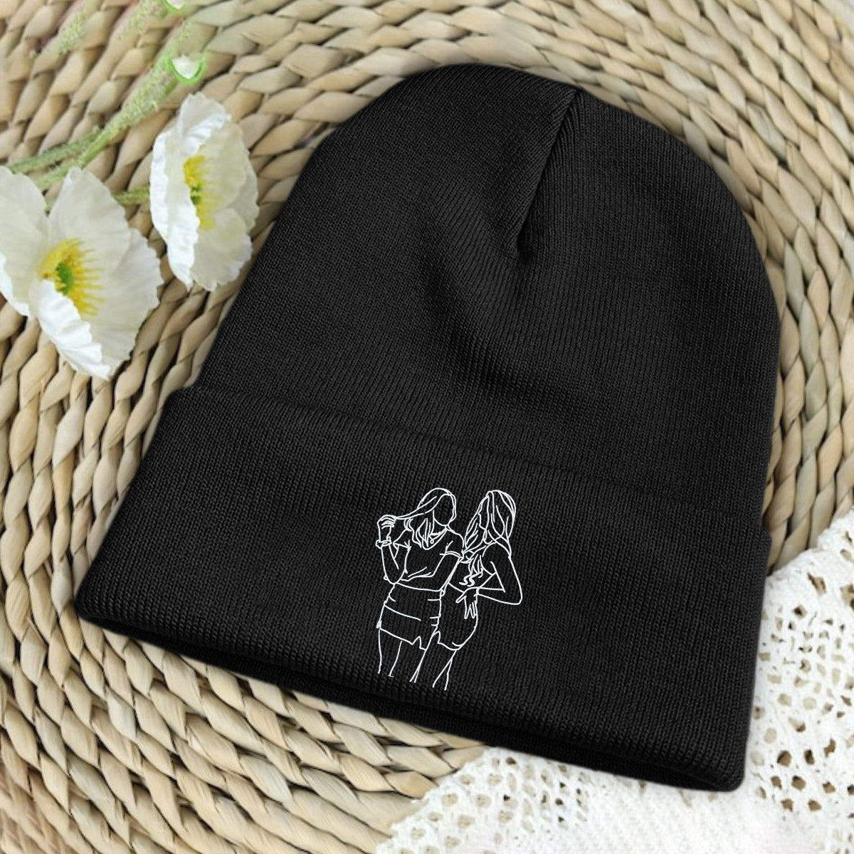 Custom Photo - Personalized Aunt Embroidered Beanie