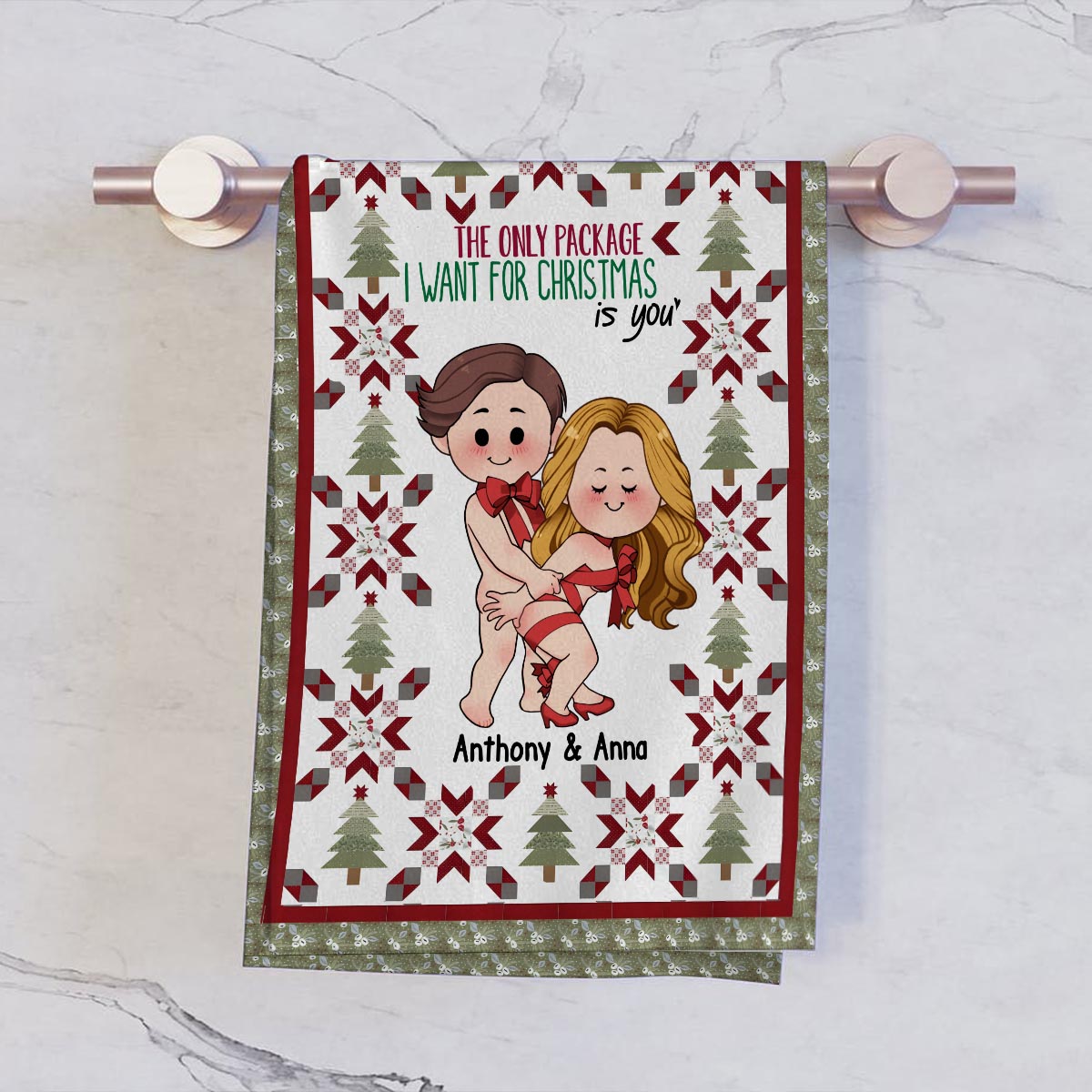 The Only Package I Want For Christmas Is You - Personalized Couple Golf Towel