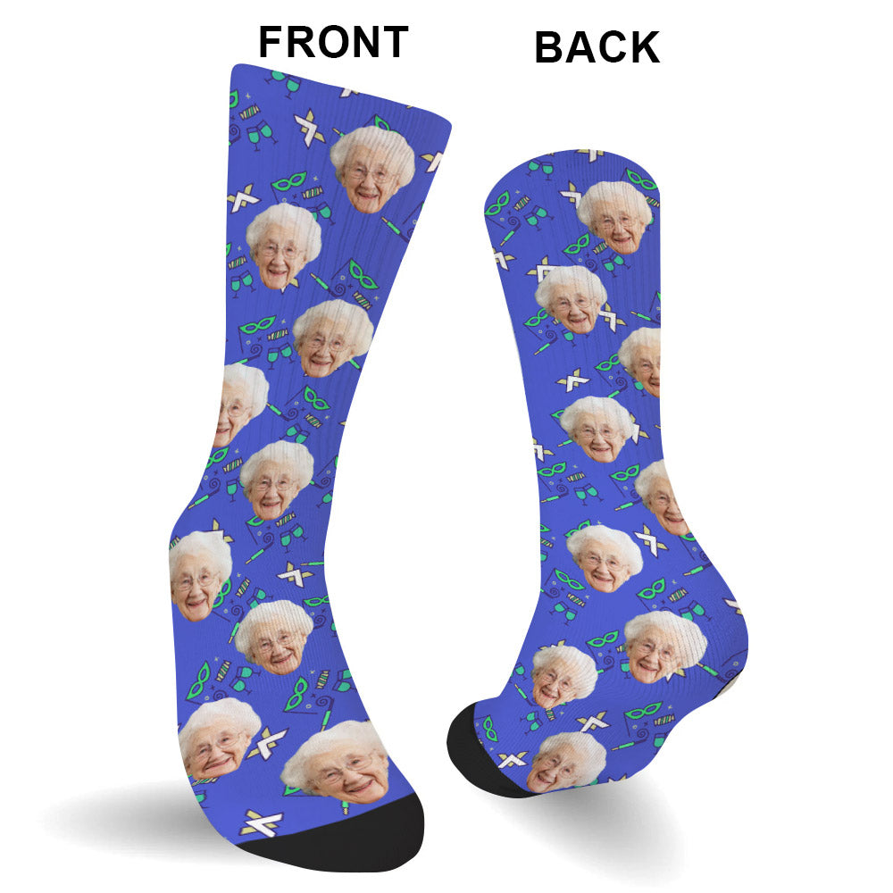 Individuelles Gesichtsmuster für Partys – Personalisierte Oma-Socken