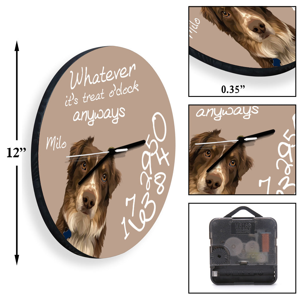 Quoi qu'il en soit, c'est l'heure des friandises ! - Horloge murale personnalisée pour chien