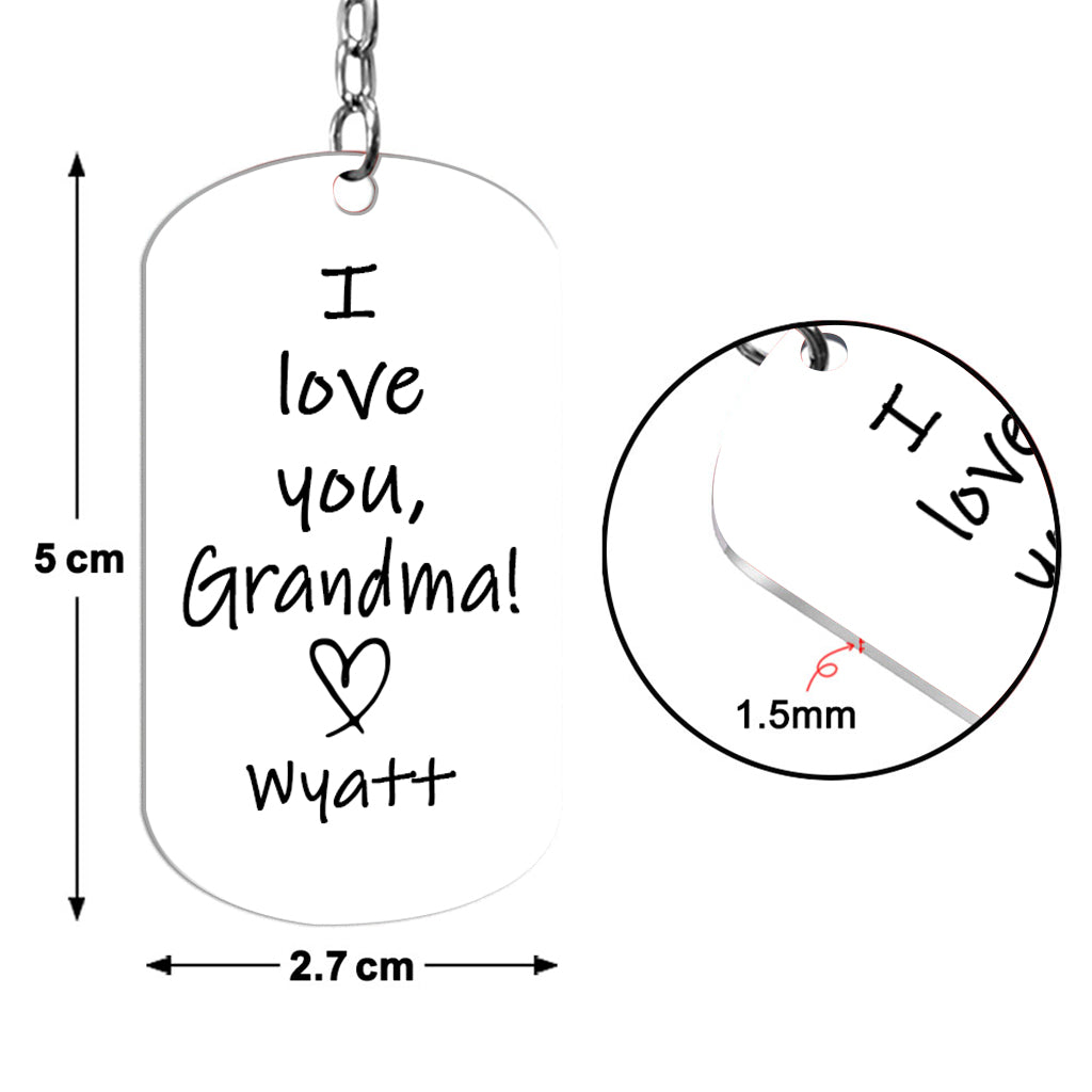 Ich liebe dich, Oma – Personalisierter Oma-Schlüsselanhänger aus Edelstahl