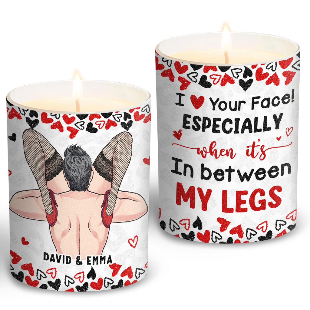 Naughty I Love Your Face - Personalized Couple Candle With Wooden Lid