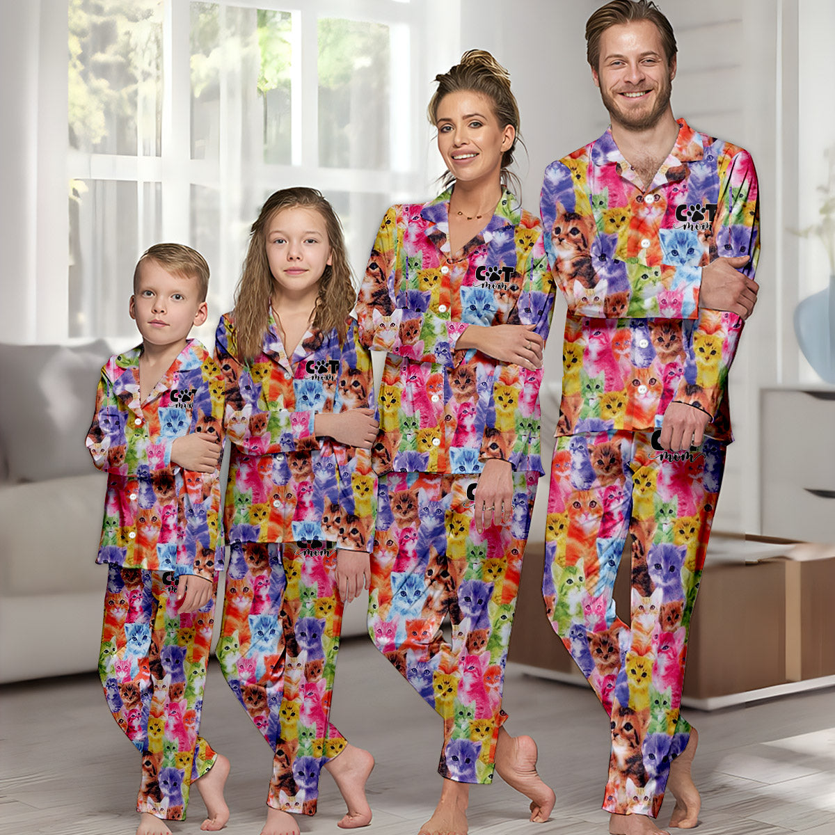 Insertion photo pour un style coloré - Pyjama boutonné personnalisé avec chat