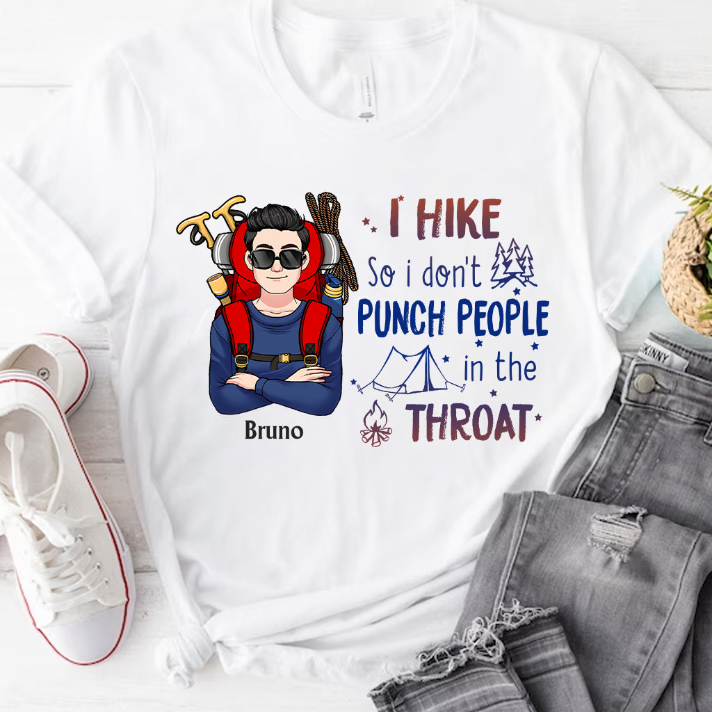 Je fais de la randonnée pour ne pas frapper les gens à la gorge - T-shirt et sweat à capuche de randonnée personnalisés