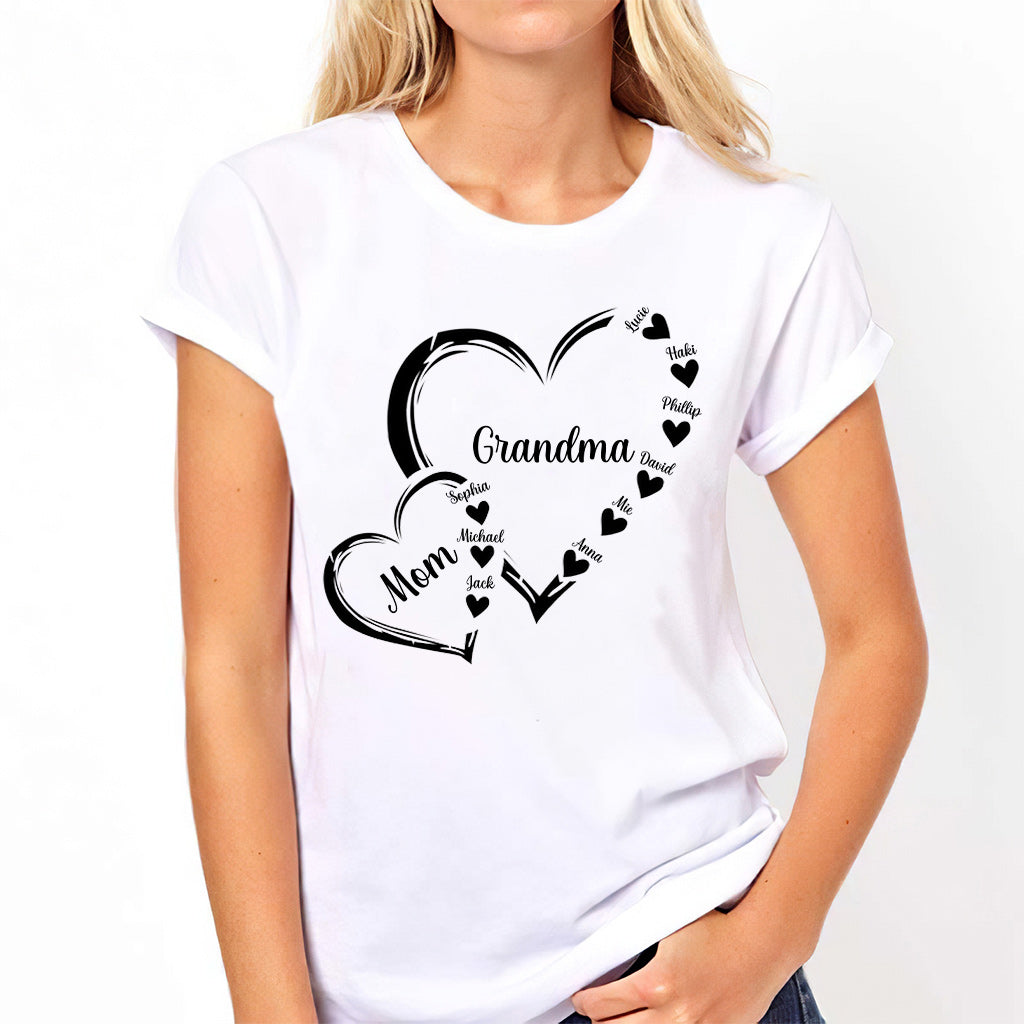 Grandma/Mom/Nana Heart - Personalized Grandma T-shirt And Hoodie