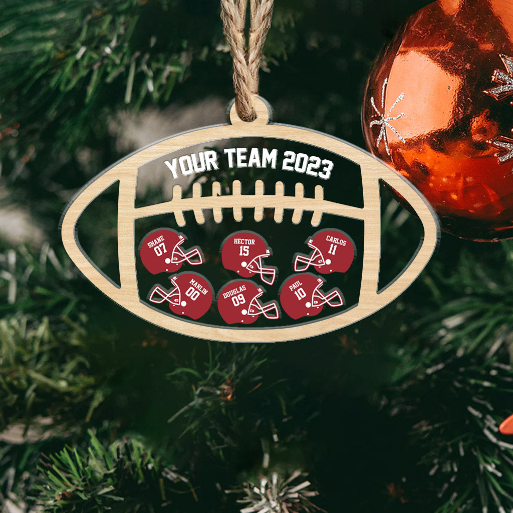 Football Team - Personalized Football 3 Layered Shaker Ornament