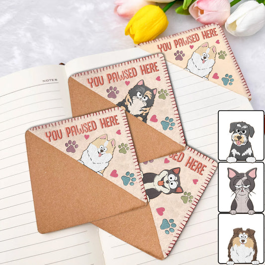 Hier hast du deine Pfote hingelegt – Buchgeschenk für Hunde- und Katzenliebhaber – Personalisiertes Ecklesezeichen