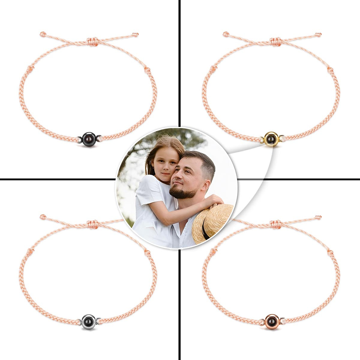 Photo Inserted Father Bracelet - Personalized Father Projection Bracelet