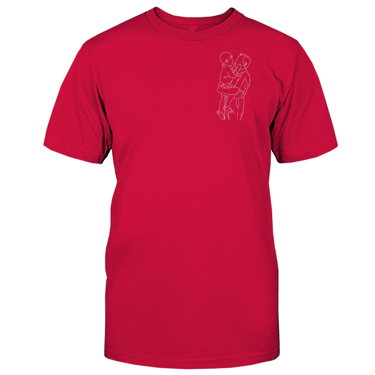 Custom Line Art - Personalized Grandpa Embroidered T-shirt
