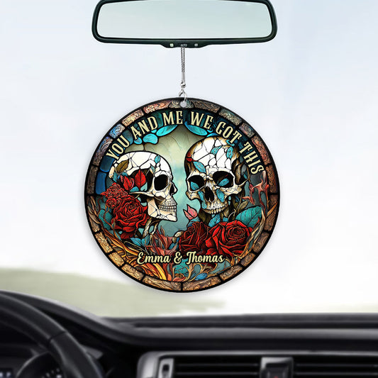 Totenkopf-Pärchen – Personalisierter Totenkopf-Autoanhänger