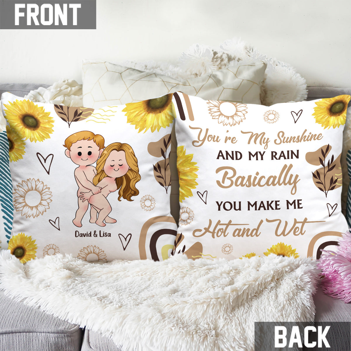 You're My Sunshine And My Rain - Personalized Couple Throw Pillow
