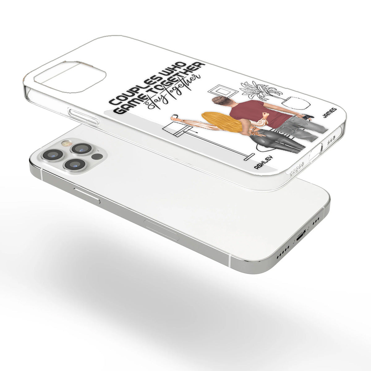 Les couples qui jouent ensemble restent ensemble - Coque de téléphone transparente personnalisée pour jeux vidéo