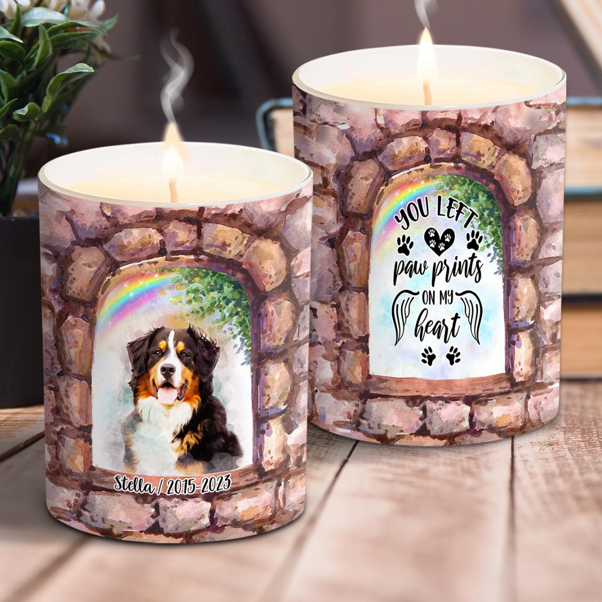 Nicht mehr an meiner Seite – Personalisierte Hundekerze mit Holzdeckel