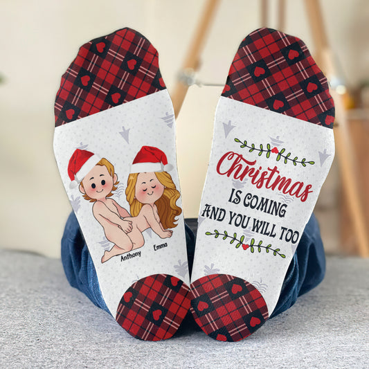 Christmas Is Coming - Personalized Couple Socks