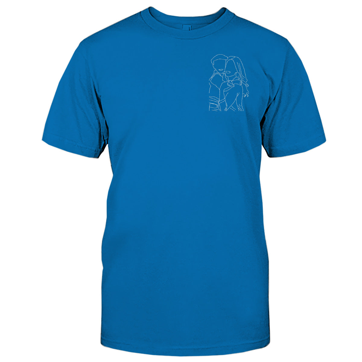 Custom Line Art - Personalized Aunt Embroidered T-shirt