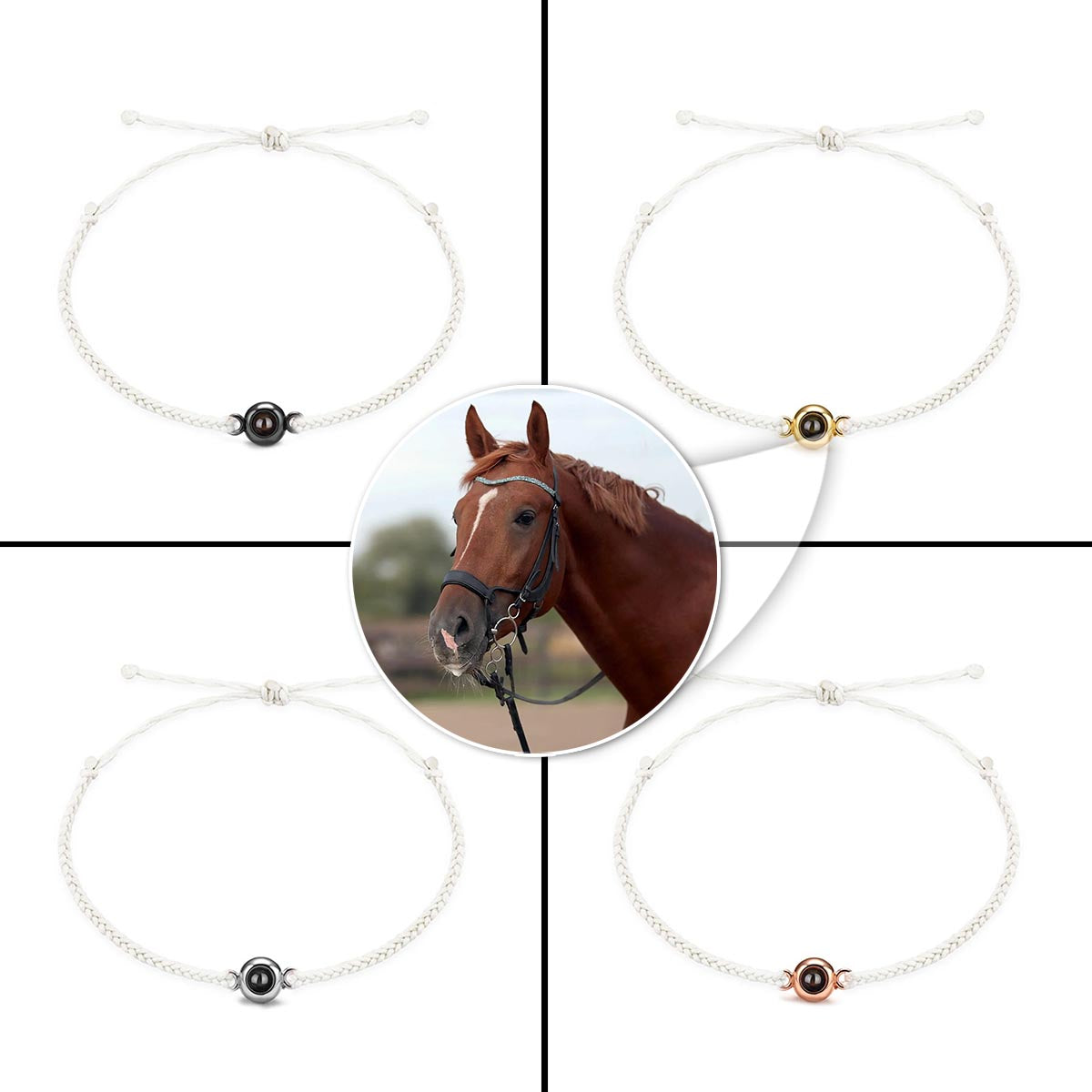 Ich liebe mein Pferd – Personalisiertes Armband mit Pferdeprojektion