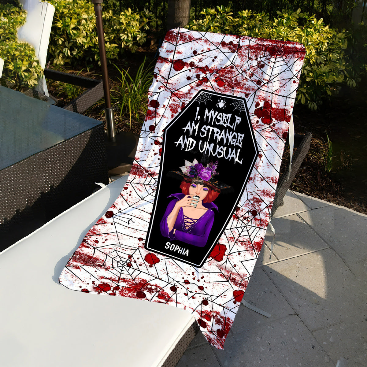 I Myself Am Strange and Unusual - Personalized Witch Beach Towel