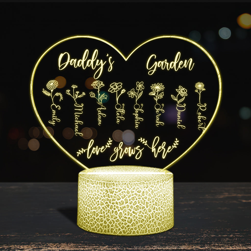 Grandma's Garden - Gift for grandma, mom, aunt, grandpa - Personalized Shaped Plaque Light Base