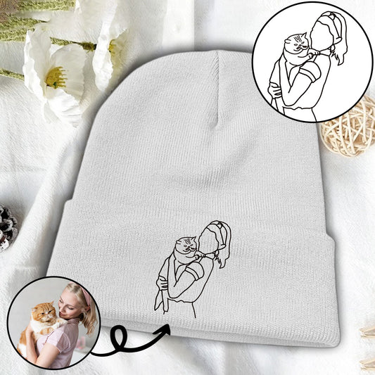 Bonnet brodé personnalisé avec photo - Chat