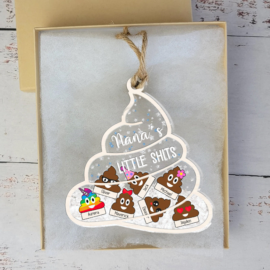 Nanas kleine Lieblinge – Geschenk für Oma, Mama, Papa, Opa – Personalisierter 3-lagiger Schüttel-Ornament