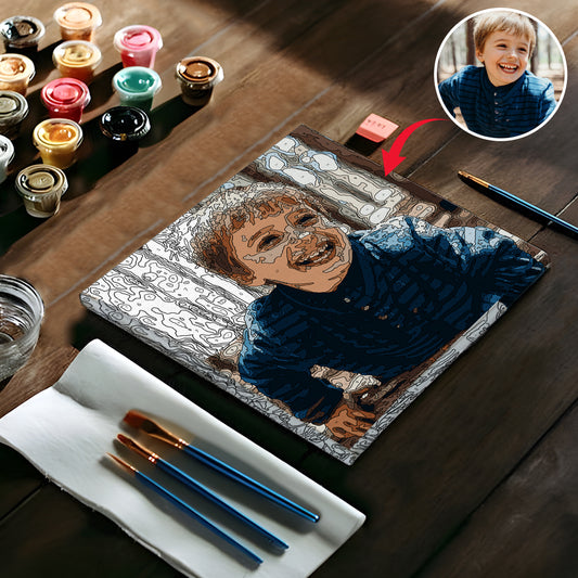 Kit de peinture par numéros personnalisé avec photo - Petit-fils