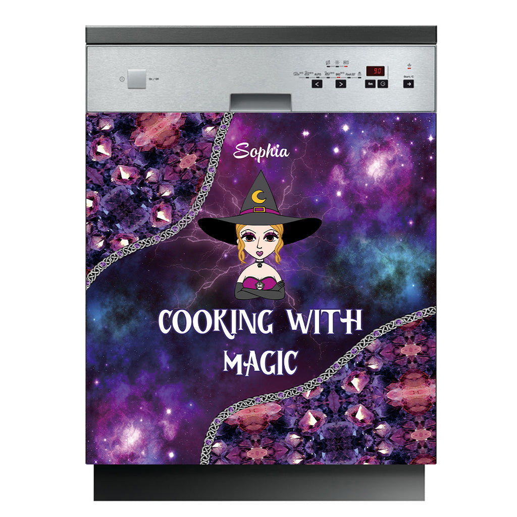 Cooking With Magic - Personalized Witch Dishwasher Cover
