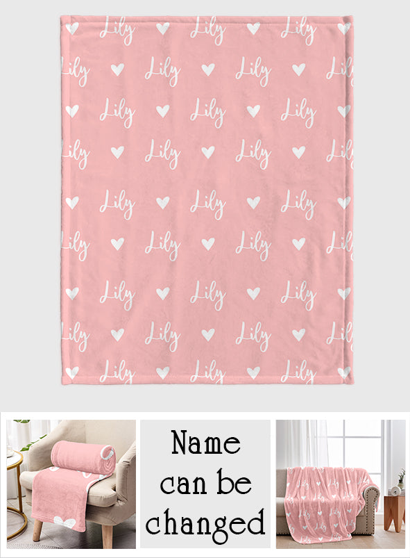 Couverture personnalisée pour fille avec motif cœur et prénom
