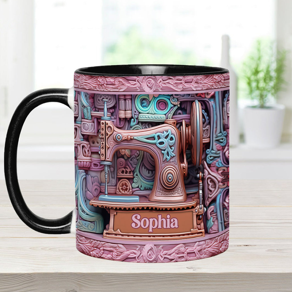 Nähbegeisterung – Personalisierte Tasse mit Nähmotiv
