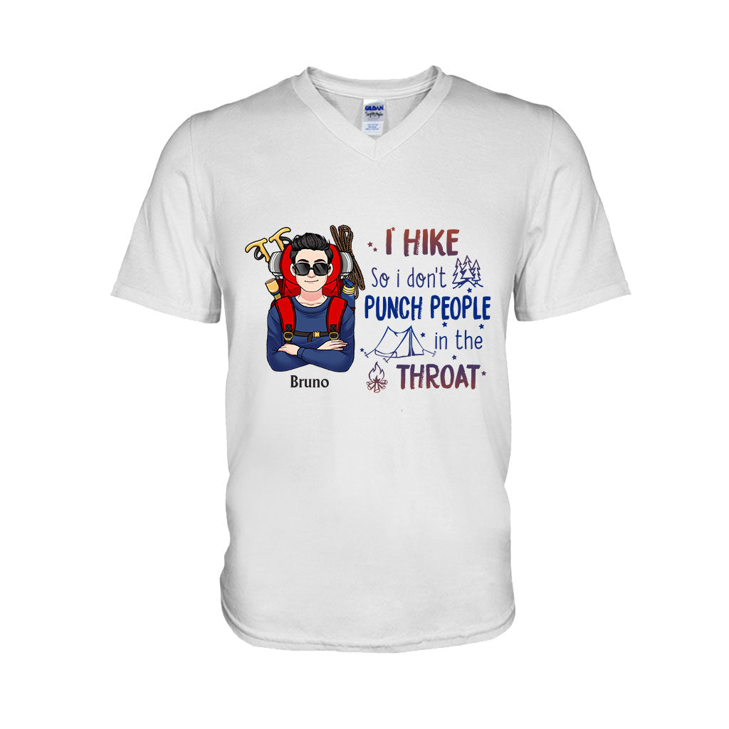 Je fais de la randonnée pour ne pas frapper les gens à la gorge - T-shirt et sweat à capuche de randonnée personnalisés