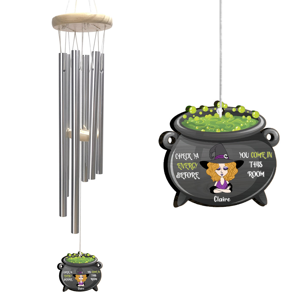 Check Ya Energy - Personalized Witch Wind Chime