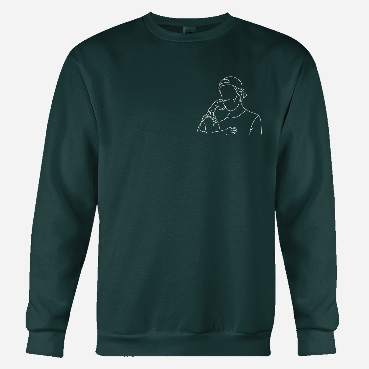 Individuelle Strichzeichnung – Personalisierter bestickter Pullover für Stiefväter