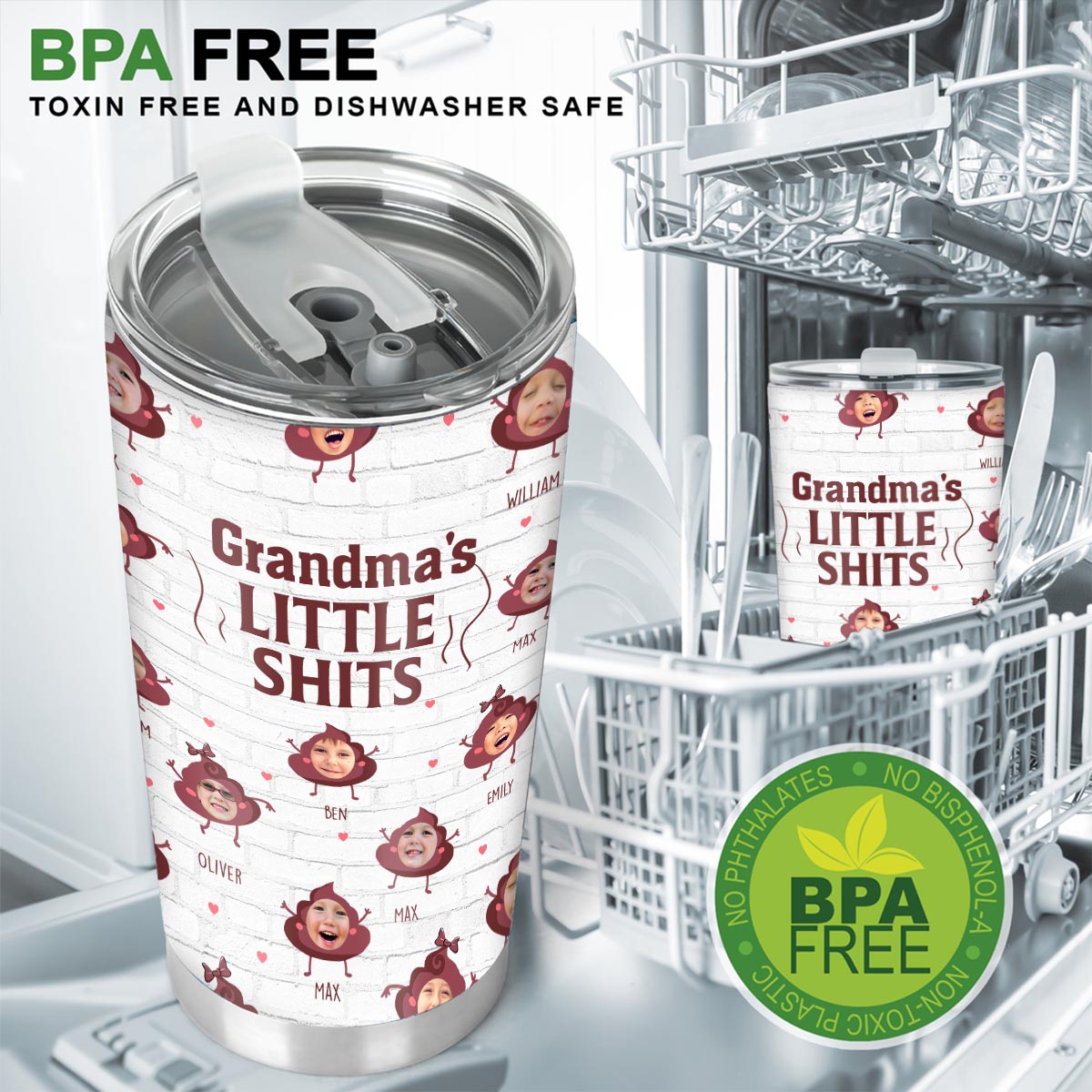 Daddy Little Shits - Gift for dad, grandma, grandpa, mom, uncle, aunt, brother, sister - Personalized Tumbler