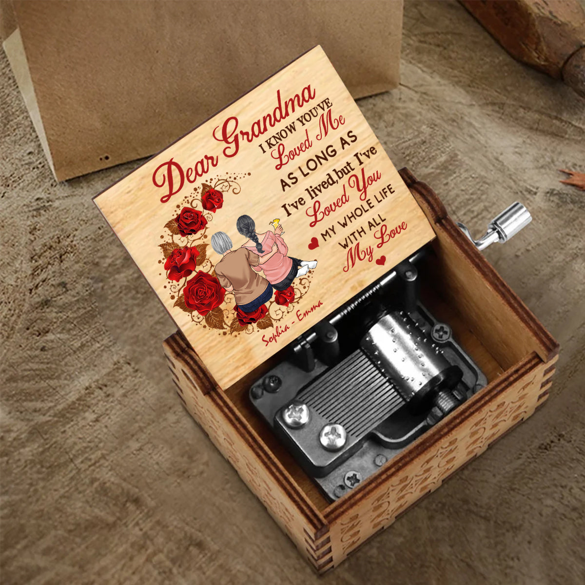 Mom I've Loved You - Gift for mom, grandma, husband, wife, aunt, sister, brother - Personalized Hand Crank Music Box