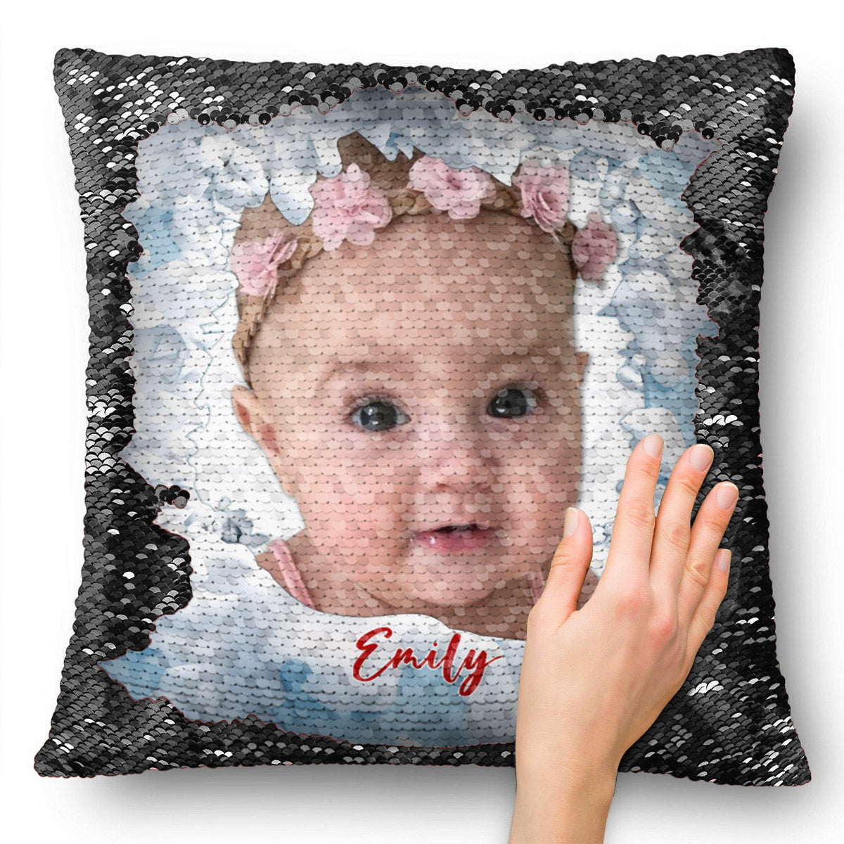 Mes enfants - Housse de coussin à sequins personnalisée pour enfant 