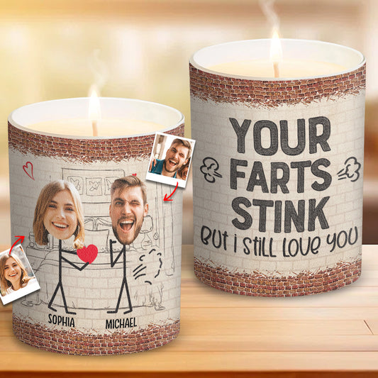 Your Fart Is Stink - Personalized Couple Candle With Wooden Lid
