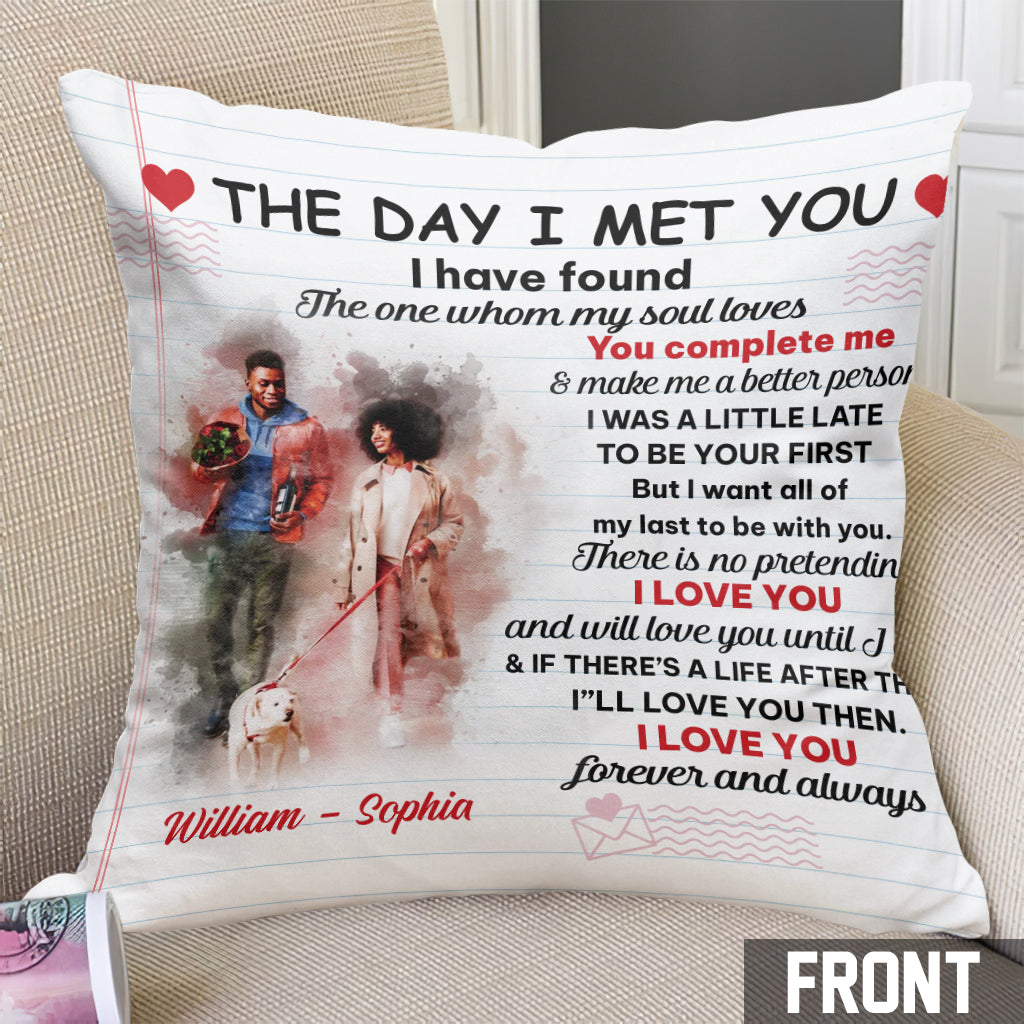 The Day I Met You - Personalized Couple Throw Pillow