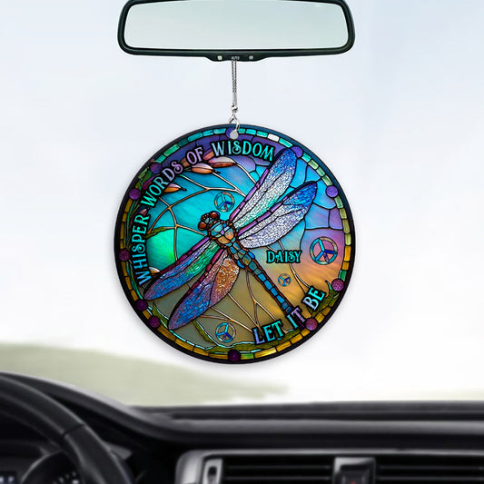 „Whisper Words Of Wisdom Let It Be“ – personalisierter Hippie-Autoanhänger