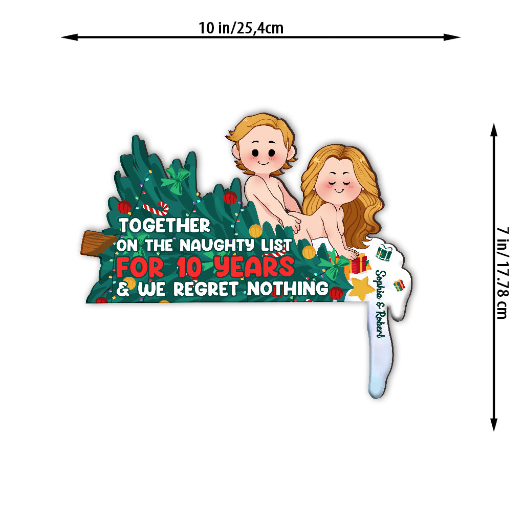Together On The Naughty List For Years - Personalized Couple Door Frame Decoration