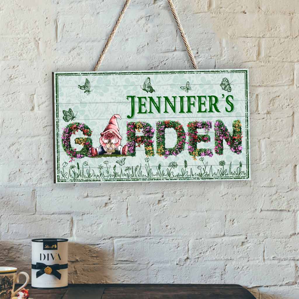 Bienvenue dans mon jardin - Panneau en bois personnalisé sur le thème du jardinage