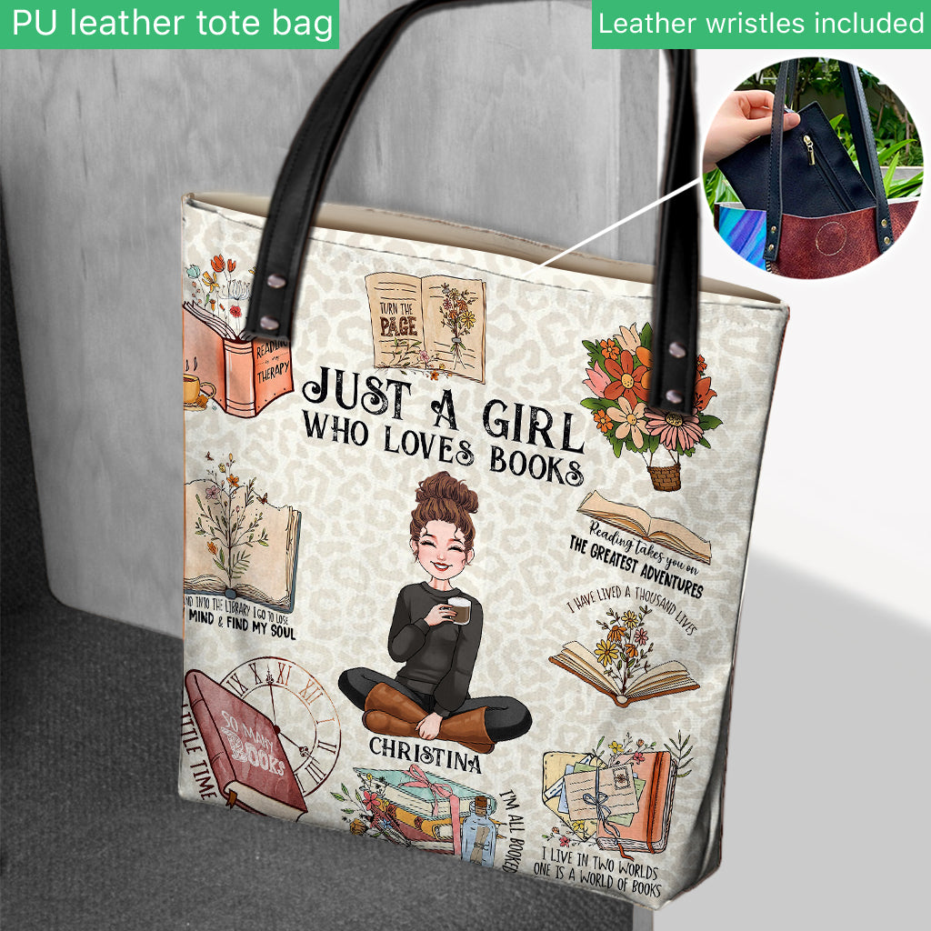 Einfach ein Mädchen, das Bücher liebt – personalisierte Büchertasche