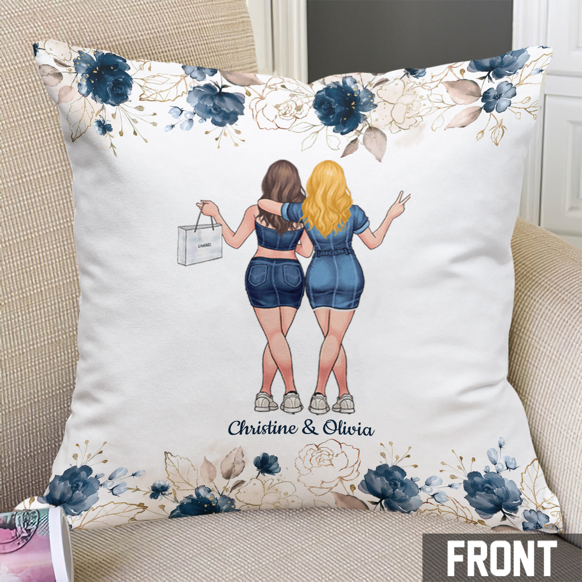 Parler à sa sœur - Coussin décoratif personnalisé pour meilleure amie