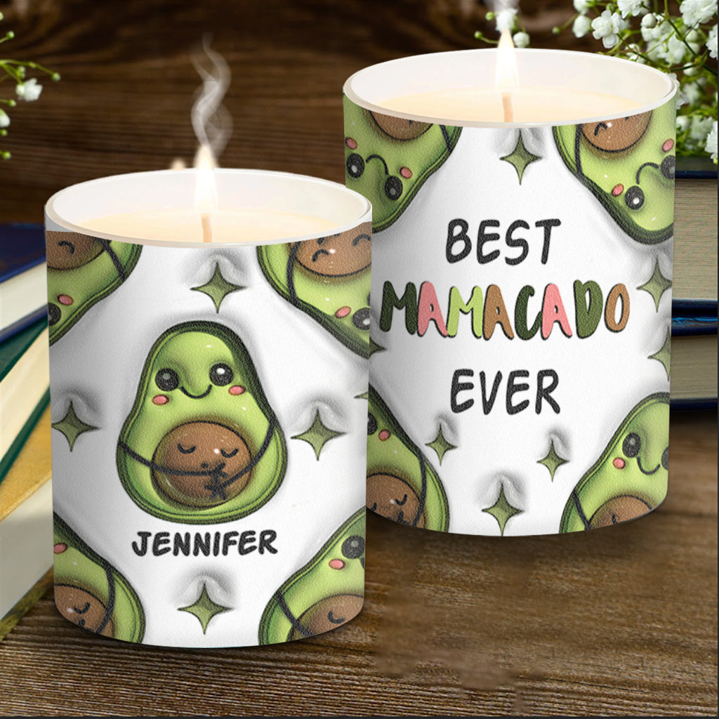 Das beste Mamacado aller Zeiten – Schwangerschaftsgeschenk für Ehefrau, Tochter, Freundin, Freundin – Personalisierte Kerze mit Holzdeckel