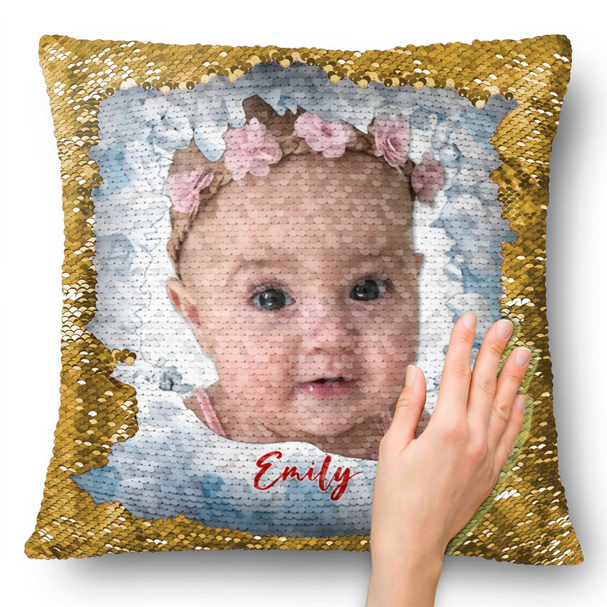 Mes enfants - Housse de coussin à sequins personnalisée pour enfant 