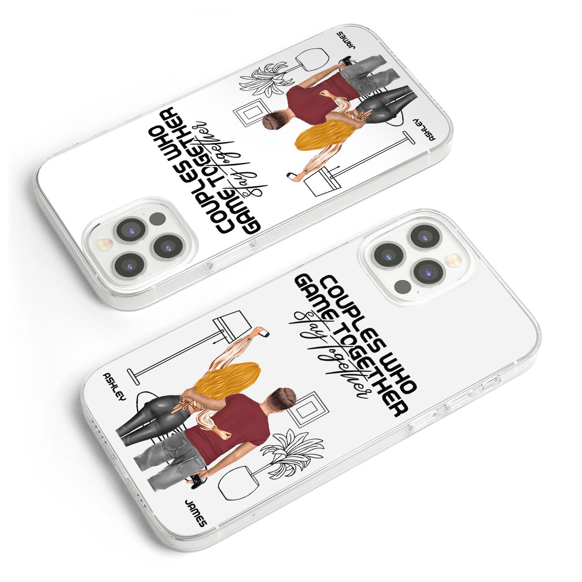 Les couples qui jouent ensemble restent ensemble - Coque de téléphone transparente personnalisée pour jeux vidéo