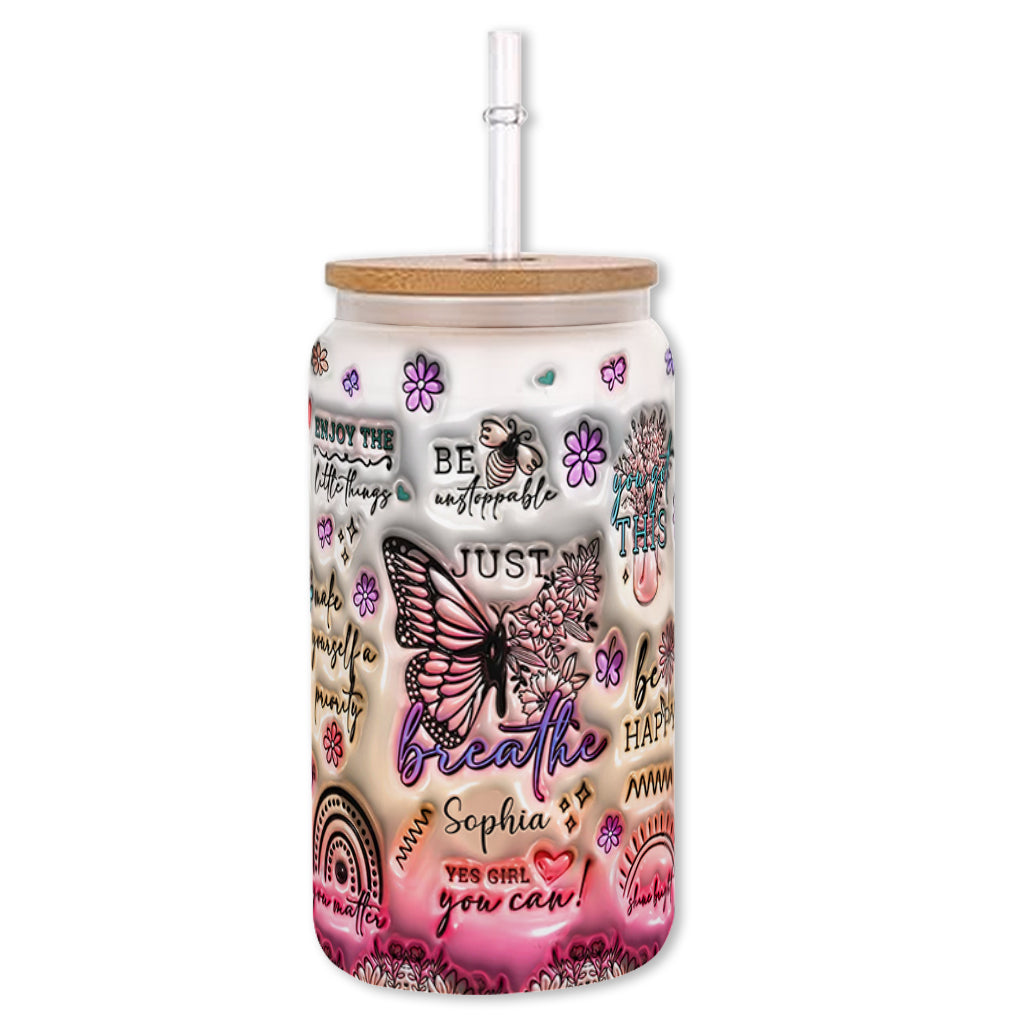 Papillon à affirmations positives - Verre papillon personnalisé