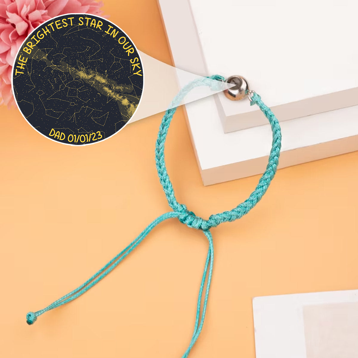 The Brightest Star In Our Sky Custom Starmap Memorial - Memorial gift for loss of dog, cat - Personalized Projection Bracelet