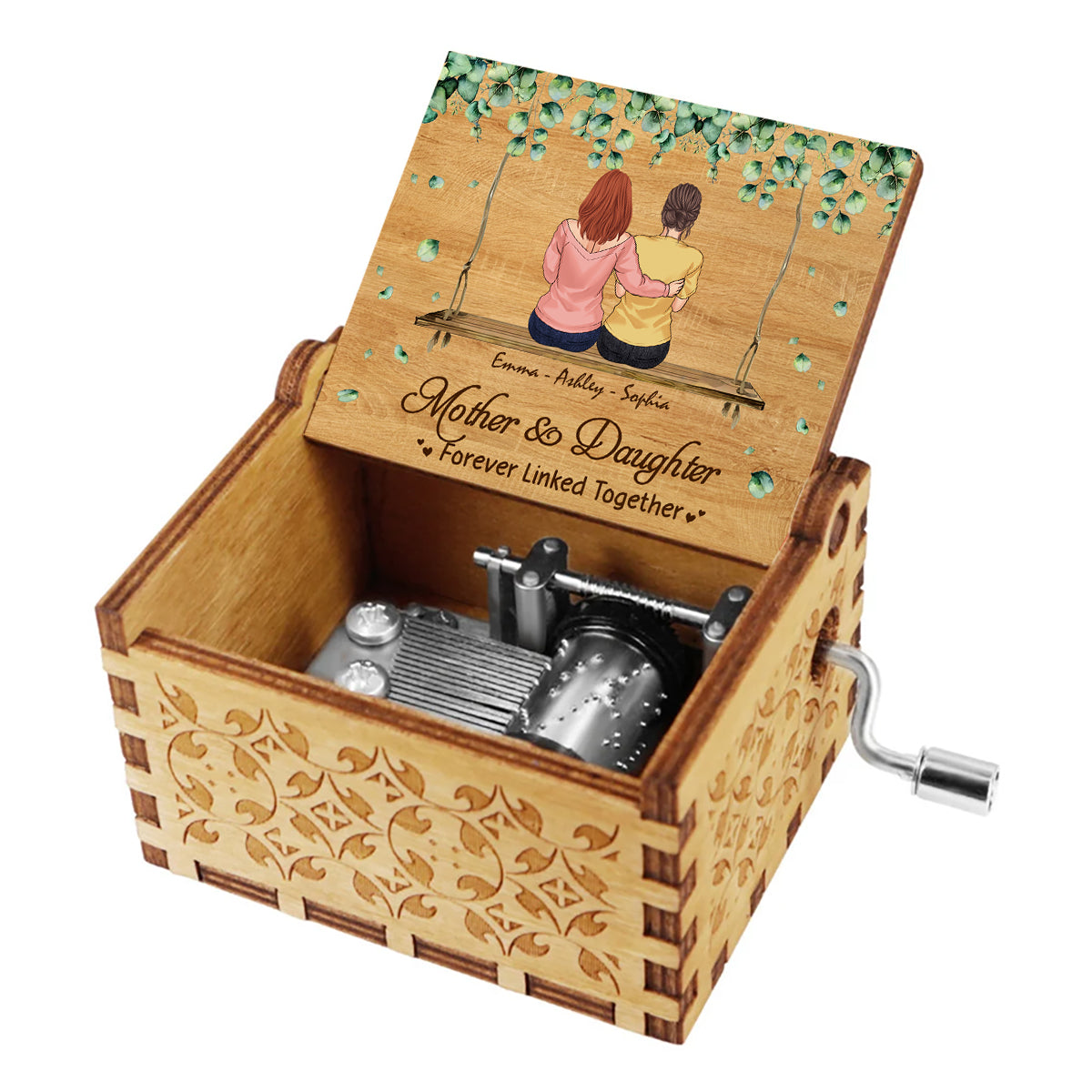 Mother And Daughter - Personalized Mother Hand Crank Music Box
