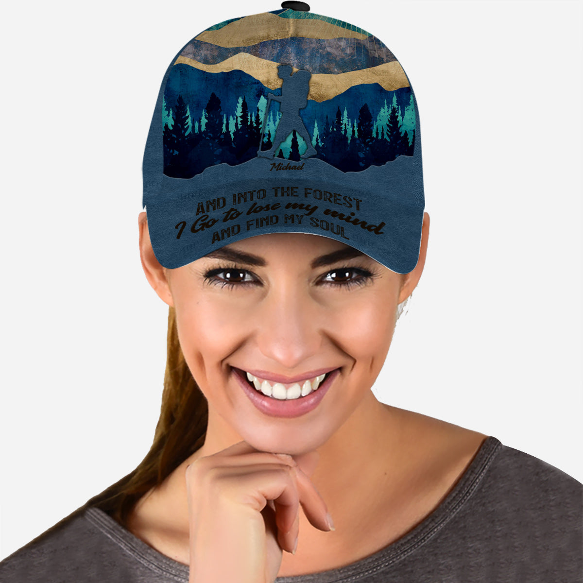Und hinein in den Wald gehe ich – personalisierte klassische Wanderkappe
