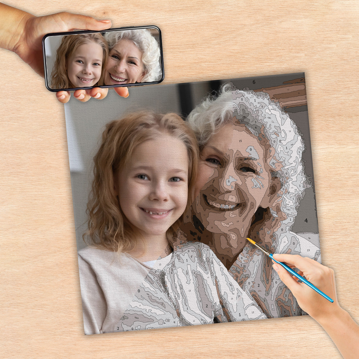 Benutzerdefiniertes Foto – Personalisiertes Malen-nach-Zahlen-Set für Oma